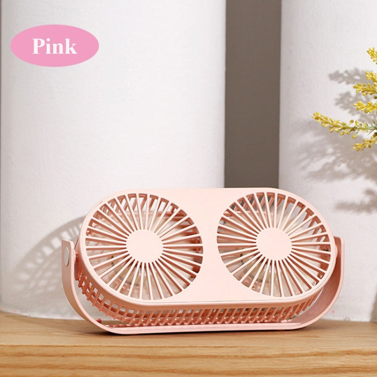 Small Bean Desktop Desktop Double Leaf Usb Mini Fan(Pink) by buy2fix