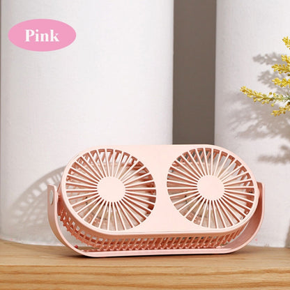 Small Bean Desktop Desktop Double Leaf Usb Mini Fan(Pink) by buy2fix
