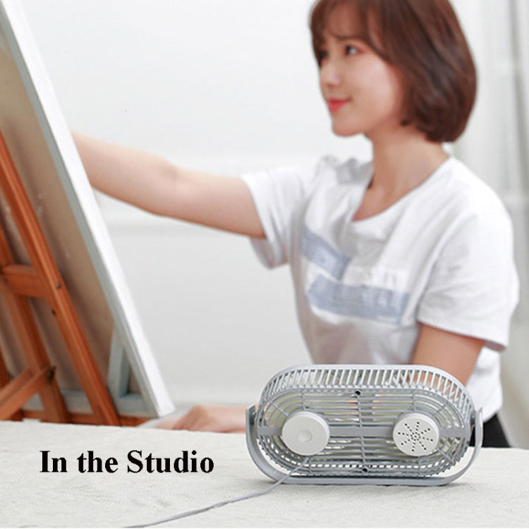 Small Bean Desktop Desktop Double Leaf Usb Mini Fan(Pink) by buy2fix