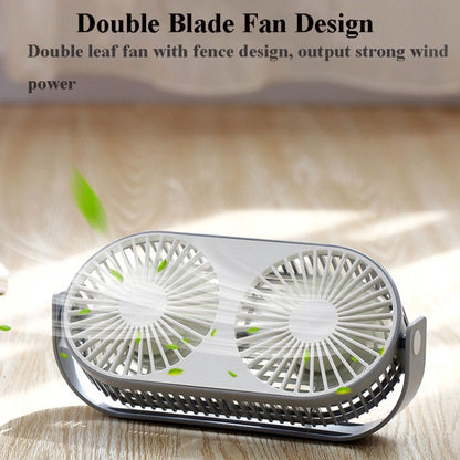 Small Bean Desktop Desktop Double Leaf Usb Mini Fan(Pink) by buy2fix