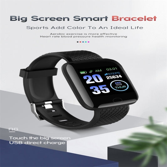 116plus 1.3 inch Color Screen Smart Bracelet IP67 Waterproof, Support Call Reminder/ Heart Rate Monitoring /Blood Pressure Monitoring/ Sleep Monitoring/Excessive Sitting Reminder/Blood Oxygen Monitoring(Black) by buy2fix