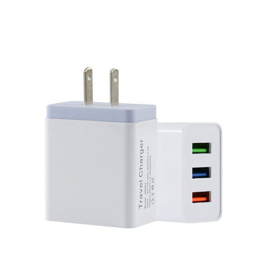 2A 3USB Mobile Phone Travel Charger US PLug(gray) - USB Charger by buy2fix | Online Shopping UK | buy2fix