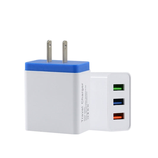 2A 3USB Mobile Phone Travel Charger US PLug(blue) - USB Charger by buy2fix | Online Shopping UK | buy2fix
