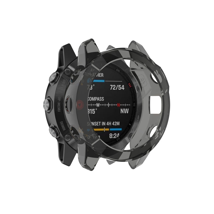 Suitable for Garmin Fenix 6S / 6S Pro transparent TPU Silica Gel Watch Case(Transparent black) - Watch Cases by buy2fix | Online Shopping UK | buy2fix