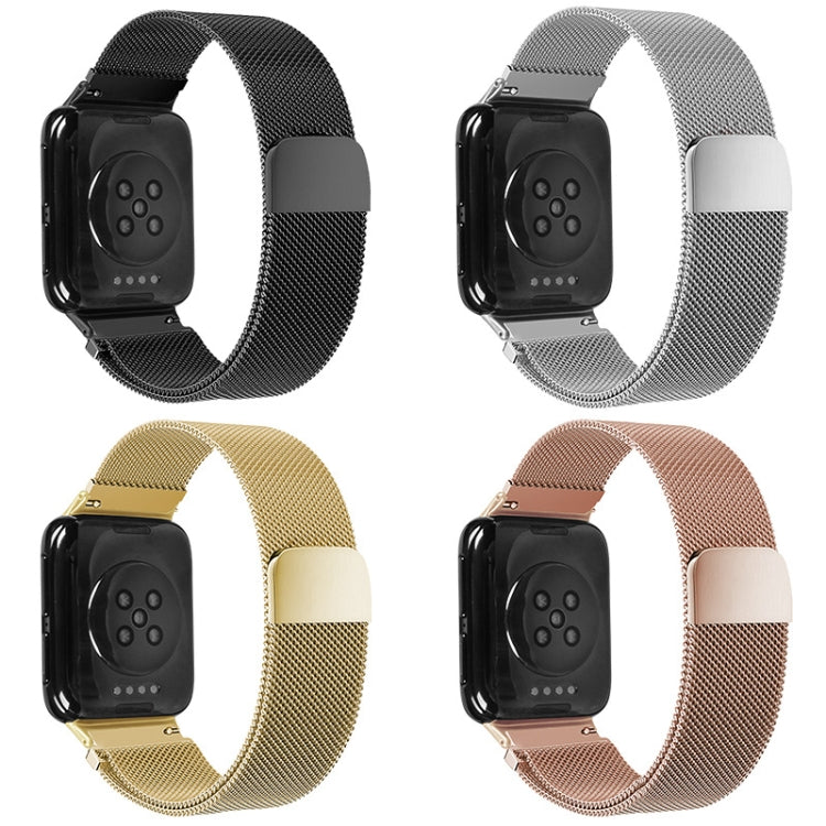 For OPPO Watch 46MM Smart Watch Milanese Stainless Steel Metal Watch Band(Rose) -  by buy2fix | Online Shopping UK | buy2fix
