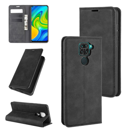 For Xiaomi Redmi Note 9/10X 4G Retro-skin Business Magnetic Suction Leather Case with Holder & Card Slots & Wallet(Black) - Xiaomi Cases by buy2fix | Online Shopping UK | buy2fix
