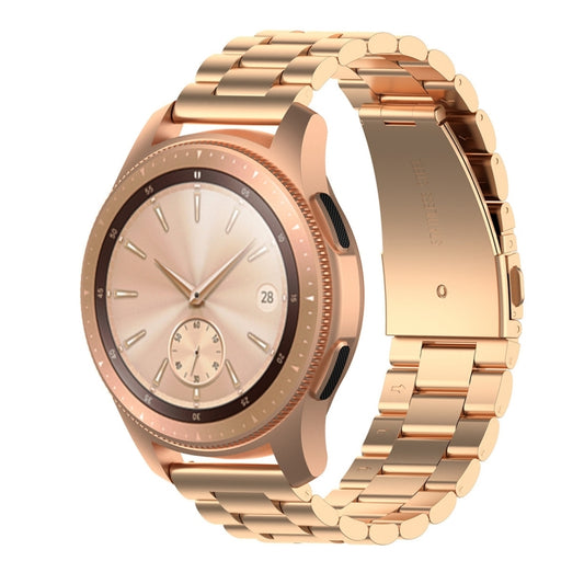For Huami GTS/Galaxy Watch 42/40/44 20mm 3-Beads Stainless Steel Watch Band(Rose Gold) - Watch Bands by buy2fix | Online Shopping UK | buy2fix