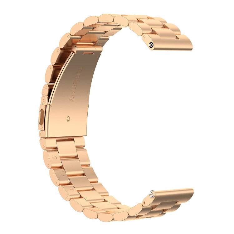 For Huami GTS/Galaxy Watch 42/40/44 20mm 3-Beads Stainless Steel Watch Band(Rose Gold) - Watch Bands by buy2fix | Online Shopping UK | buy2fix