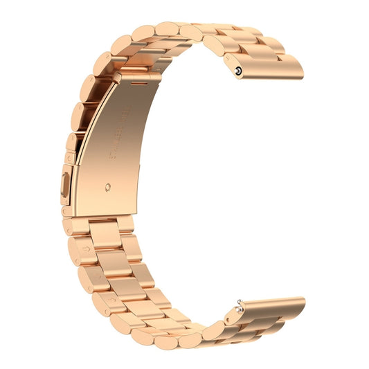For Huami GTS/Galaxy Watch 42/40/44 20mm 3-Beads Stainless Steel Watch Band(Rose Gold) - Watch Bands by buy2fix | Online Shopping UK | buy2fix