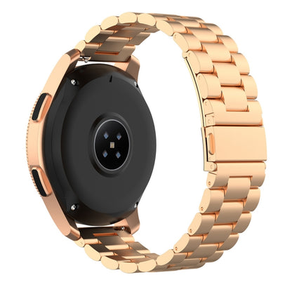 For Huami GTS/Galaxy Watch 42/40/44 20mm 3-Beads Stainless Steel Watch Band(Rose Gold) - Watch Bands by buy2fix | Online Shopping UK | buy2fix