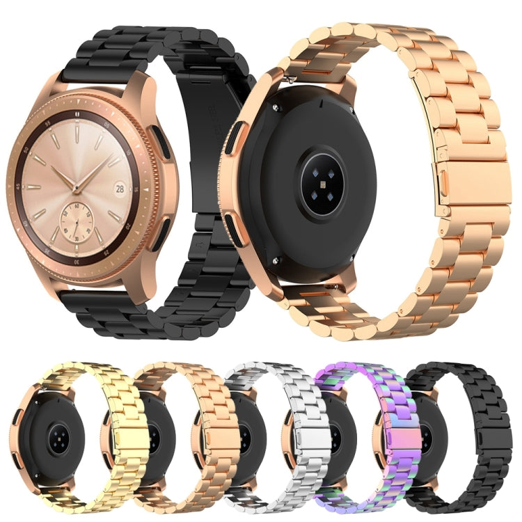 For Huami GTS/Galaxy Watch 42/40/44 20mm 3-Beads Stainless Steel Watch Band(Rose Gold) - Watch Bands by buy2fix | Online Shopping UK | buy2fix