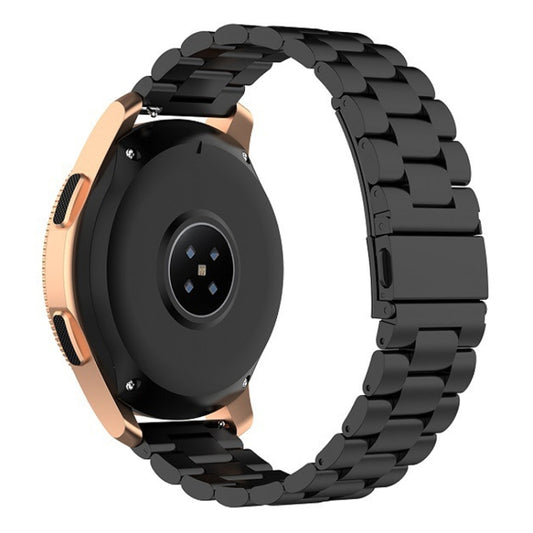 For Huawei GT2/GT/Samsung Galaxy Watch 46mm R800/Samsung Gear S3 22mm 3-Beads Stainless Steel Watch Band(Black) - Watch Bands by buy2fix | Online Shopping UK | buy2fix
