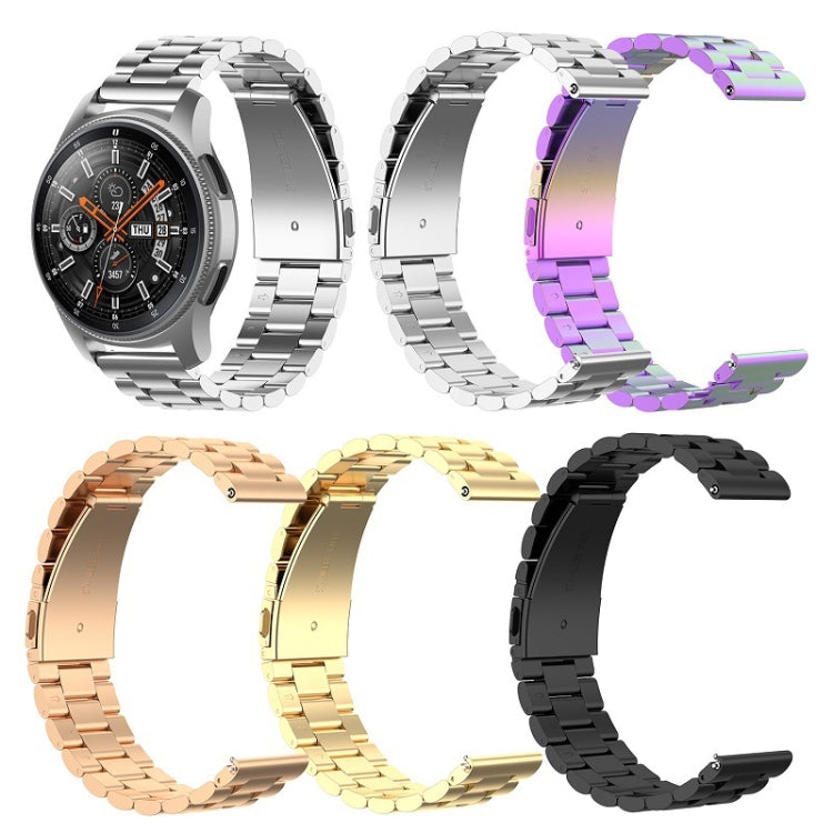 For Huawei GT2/GT/Samsung Galaxy Watch 46mm R800/Samsung Gear S3 22mm 3-Beads Stainless Steel Watch Band(Silver) - Watch Bands by buy2fix | Online Shopping UK | buy2fix