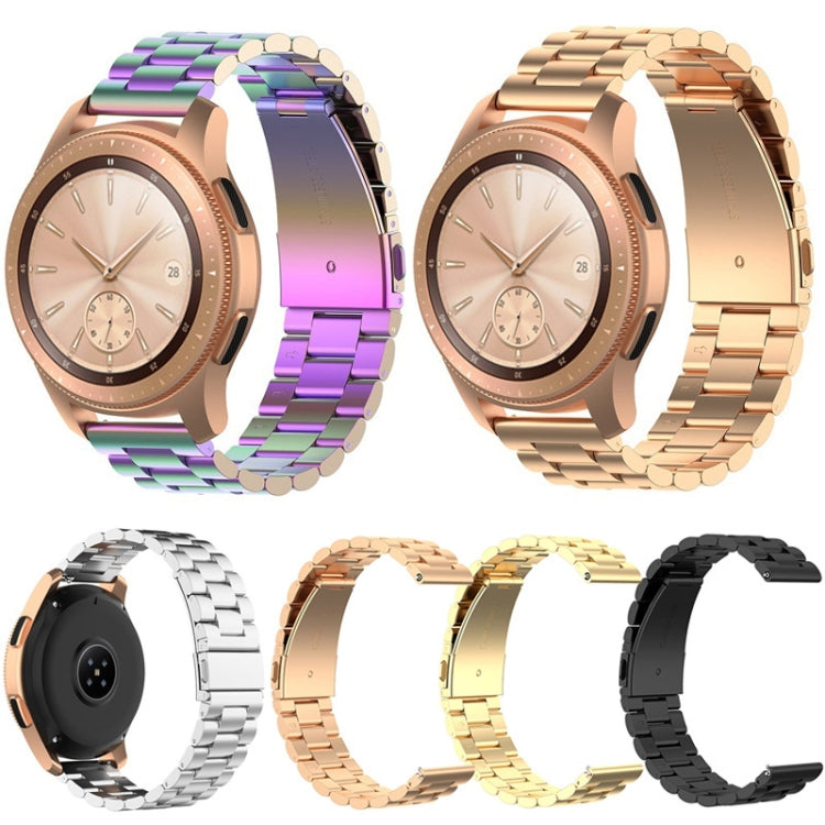For Huawei GT2/GT/Samsung Galaxy Watch 46mm R800/Samsung Gear S3 22mm 3-Beads Stainless Steel Watch Band(Silver) - Watch Bands by buy2fix | Online Shopping UK | buy2fix