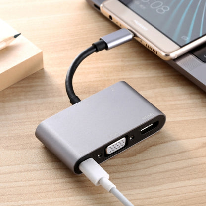 5 in 1 Type-C To HDMI + VGA + USB 3.0 + Audio Port + PD Port HUB Adapter(Grey) by buy2fix
