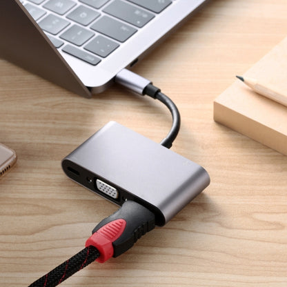5 in 1 Type-C To HDMI + VGA + USB 3.0 + Audio Port + PD Port HUB Adapter(Grey) by buy2fix