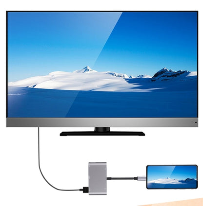 5 in 1 Type-C To HDMI + VGA + USB 3.0 + Audio Port + PD Port HUB Adapter(Grey) by buy2fix