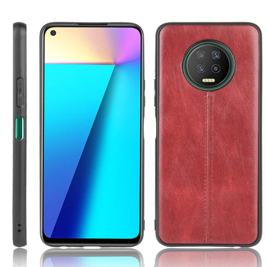 For Infinix Note 7  Shockproof Sewing Cow Pattern Skin Texture PC + PU + TPU Case(Red) - Infinix Cases by idewei | Online Shopping UK | buy2fix
