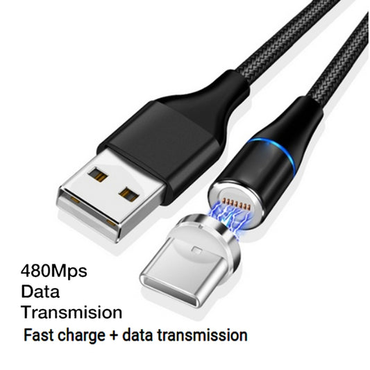 3A USB to USB-C / Type-C Fast Charging + 480Mbps Data Transmission Mobile Phone Magnetic Suction Fast Charging Data Cable, Cable Length: 1m(Black) - Charging Cable & Head by buy2fix | Online Shopping UK | buy2fix