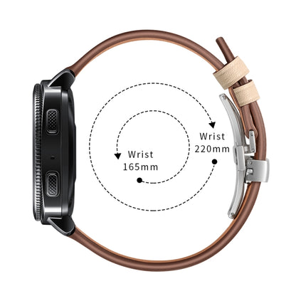 22mm For Huawei Watch GT2e / GT2 46mm Leather Butterfly Buckle Strap Silver Buckle(Apricot) by buy2fix