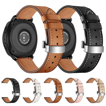 22mm For Huawei Watch GT2e / GT2 46mm Leather Butterfly Buckle Strap Silver Buckle(Apricot) by buy2fix