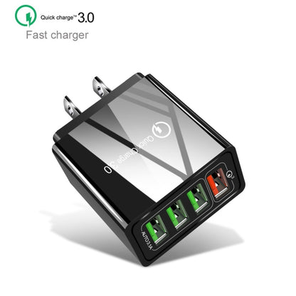 30W QC 3.0 USB + 3 USB 2.0 Ports Mobile Phone Tablet PC Universal Quick Charger Travel Charger, US Plug(Black) - USB Charger by buy2fix | Online Shopping UK | buy2fix