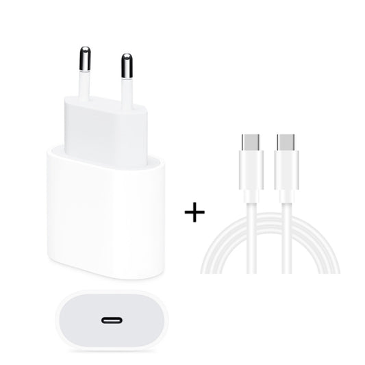 2 in 1 Single USB-C / Type-C Port Travel Charger + 3A PD 3.0 USB-C / Type-C to USB-C / Type-C Fast Charge Data Cable Set, Cable Length: 1m(EU Plug) - USB Charger by buy2fix | Online Shopping UK | buy2fix