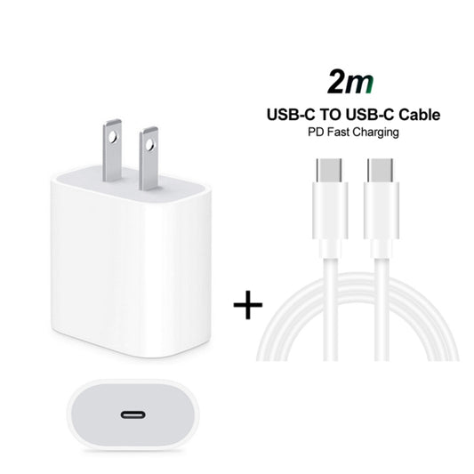 2 in 1 Single USB-C / Type-C Port Travel Charger + 3A PD 3.0 USB-C / Type-C to USB-C / Type-C Fast Charge Data Cable Set, Cable Length: 2m(US Plug) - USB Charger by buy2fix | Online Shopping UK | buy2fix