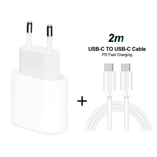 2 in 1 Single USB-C / Type-C Port Travel Charger + 3A PD 3.0 USB-C / Type-C to USB-C / Type-C Fast Charge Data Cable Set, Cable Length: 2m(EU Plug) - USB Charger by buy2fix | Online Shopping UK | buy2fix