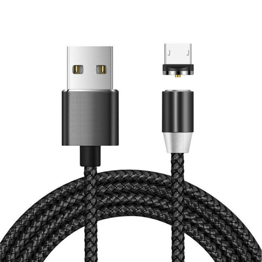 USB to Micro USB Magnetic Metal Connector Nylon Two-color Braided Magnetic Data Cable, Cable Length: 1m(Black) - Charging Cable & Head by buy2fix | Online Shopping UK | buy2fix