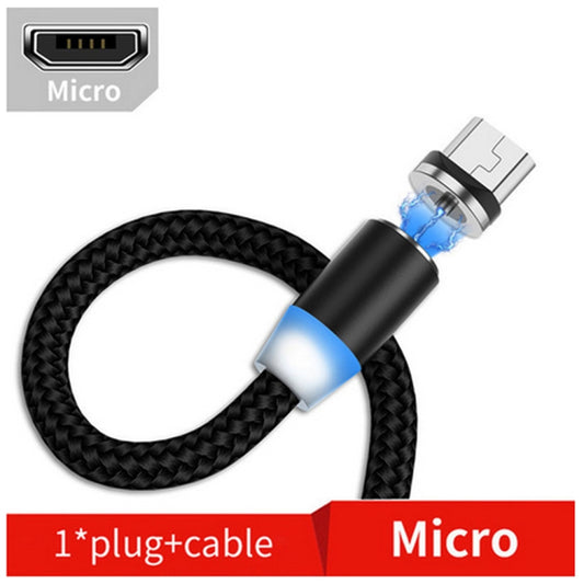 USB to Micro USB Magnetic Metal Connector Nylon Two-color Braided Magnetic Data Cable, Cable Length: 1m(Black) - Charging Cable & Head by buy2fix | Online Shopping UK | buy2fix