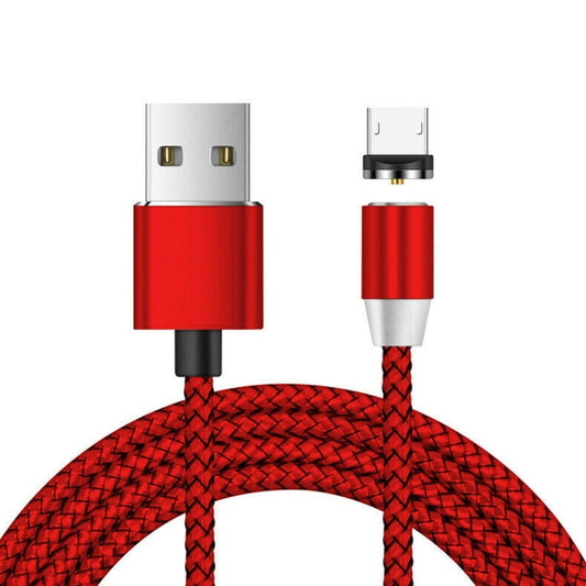 USB to Micro USB Magnetic Metal Connector Nylon Two-color Braided Magnetic Data Cable, Cable Length: 1m(Red) - Charging Cable & Head by buy2fix | Online Shopping UK | buy2fix
