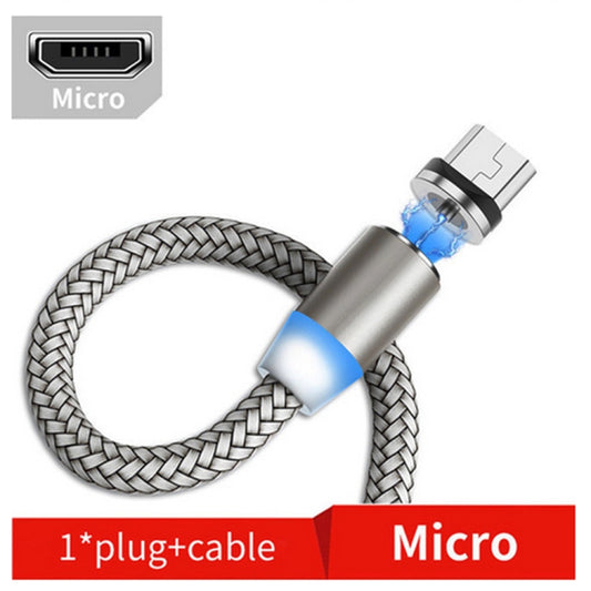 USB to Micro USB Magnetic Metal Connector Nylon Two-color Braided Magnetic Data Cable, Cable Length: 1m(Gold) - Charging Cable & Head by buy2fix | Online Shopping UK | buy2fix