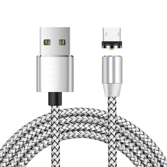 USB to Micro USB Magnetic Metal Connector Nylon Two-color Braided Magnetic Data Cable, Cable Length: 1m(Silver) - Charging Cable & Head by buy2fix | Online Shopping UK | buy2fix