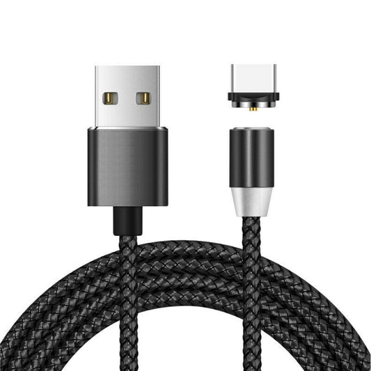 USB to USB-C / Type-C Magnetic Metal Connector Nylon Two-color Braided Magnetic Data Cable, Cable Length: 1m(Black) - Charging Cable & Head by buy2fix | Online Shopping UK | buy2fix