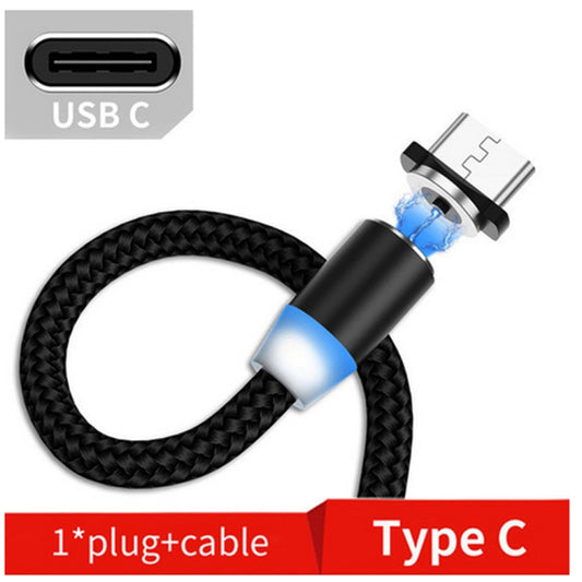 USB to USB-C / Type-C Magnetic Metal Connector Nylon Two-color Braided Magnetic Data Cable, Cable Length: 1m(Black) - Charging Cable & Head by buy2fix | Online Shopping UK | buy2fix