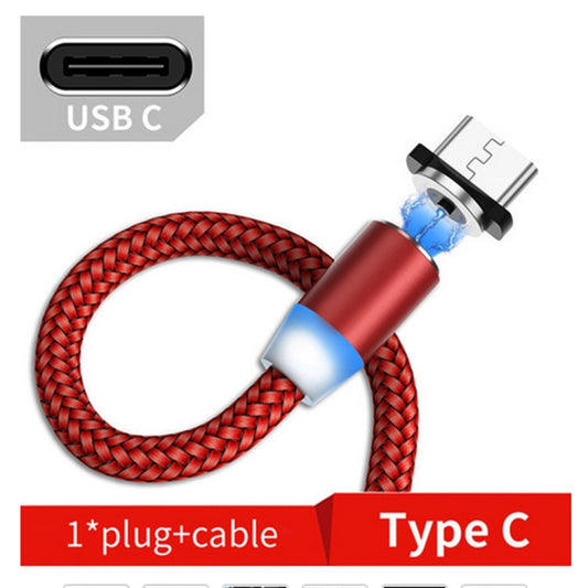 USB to USB-C / Type-C Magnetic Metal Connector Nylon Two-color Braided Magnetic Data Cable, Cable Length: 1m(Red) - Charging Cable & Head by buy2fix | Online Shopping UK | buy2fix