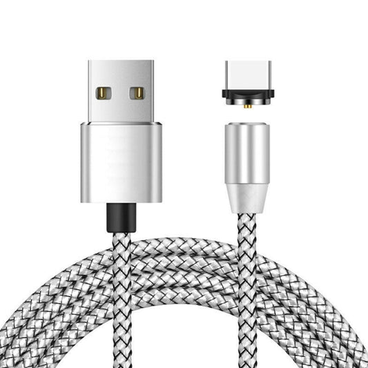 USB to USB-C / Type-C Magnetic Metal Connector Nylon Two-color Braided Magnetic Data Cable, Cable Length: 1m(Silver) - Charging Cable & Head by buy2fix | Online Shopping UK | buy2fix