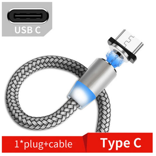 USB to USB-C / Type-C Magnetic Metal Connector Nylon Two-color Braided Magnetic Data Cable, Cable Length: 1m(Silver) - Charging Cable & Head by buy2fix | Online Shopping UK | buy2fix