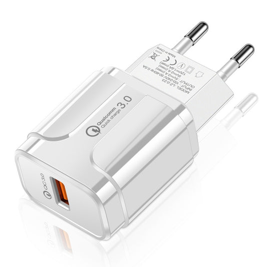 Portable QC3.0 18W USB Port Universal Quick Charging Charger, EU Plug(White) - USB Charger by buy2fix | Online Shopping UK | buy2fix