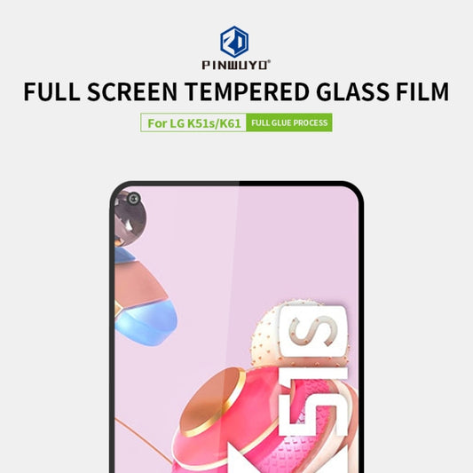 For LG K51S / K61 PINWUYO 9H 2.5D Full Screen Tempered Glass Film(Black) - LG Tempered Glass by PINWUYO | Online Shopping UK | buy2fix