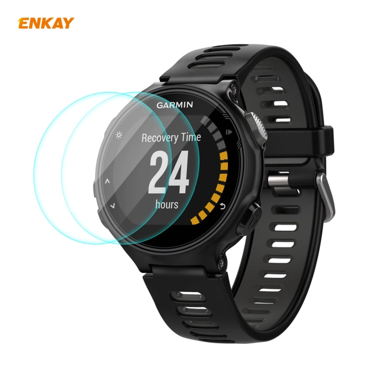 For Garmin Forerunner 735 / 735XT 2 PCS ENKAY Hat-Prince 0.2mm 9H 2.15D Curved Edge Tempered Glass Screen Protector  Watch Film - Screen Protector by ENKAY | Online Shopping UK | buy2fix