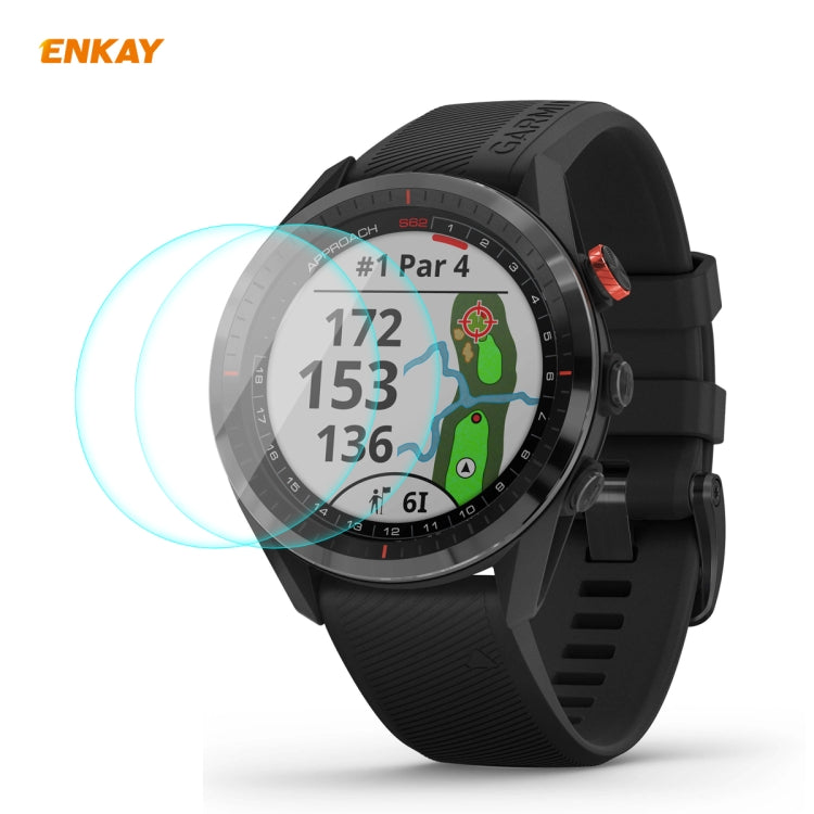 For Garmin Approach S62 2 PCS ENKAY Hat-Prince 0.2mm 9H 2.15D Curved Edge Tempered Glass Screen Protector Watch Film by ENKAY