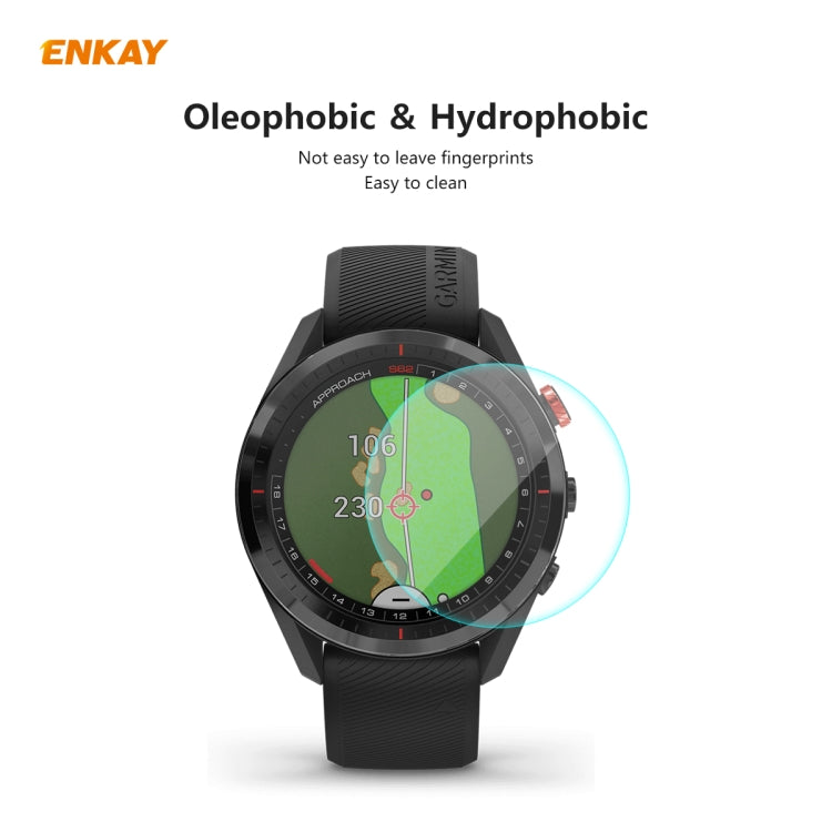 For Garmin Approach S62 2 PCS ENKAY Hat-Prince 0.2mm 9H 2.15D Curved Edge Tempered Glass Screen Protector Watch Film by ENKAY