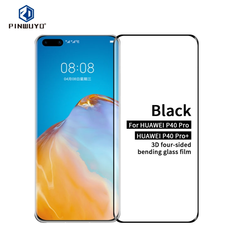 For Huawei P40 pro / P40pro+ PINWUYO 9H 3D Hot Bending Tempered Glass Film(Black) - Huawei Tempered Glass by PINWUYO | Online Shopping UK | buy2fix