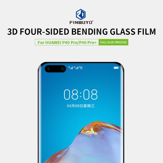 For Huawei P40 pro / P40pro+ PINWUYO 9H 3D Hot Bending Tempered Glass Film(Black) - Huawei Tempered Glass by PINWUYO | Online Shopping UK | buy2fix