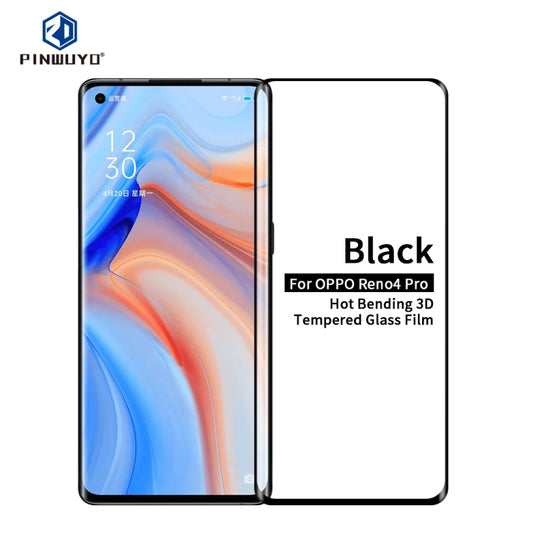 For Oppo Reno4 Pro 5G PINWUYO 9H 3D Hot Bending Tempered Glass Film(Black) - OPPO Tempered Glass by PINWUYO | Online Shopping UK | buy2fix