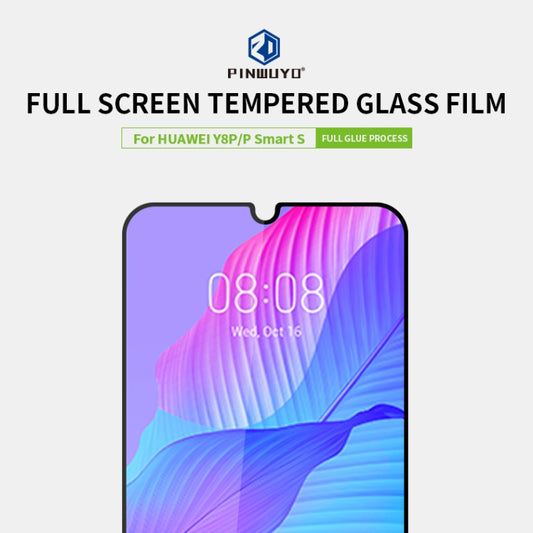 For Huawei Y8P / P smart S PINWUYO 9H 2.5D Full Screen Tempered Glass Film(Black) - Huawei Tempered Glass by PINWUYO | Online Shopping UK | buy2fix