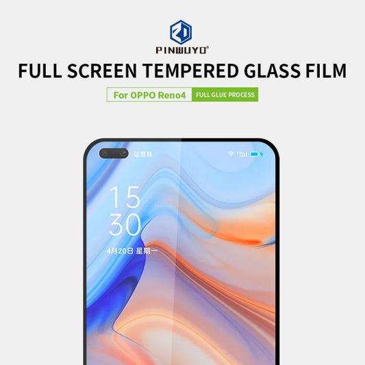 For Oppo Reno4 5G PINWUYO 9H 2.5D Full Screen Tempered Glass Film(Black) - OPPO Tempered Glass by PINWUYO | Online Shopping UK | buy2fix