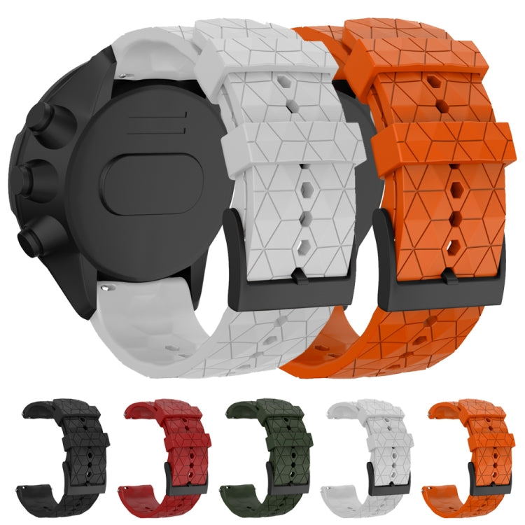 For Suunto Spartan Sport & Suunto 9 / 9 Baro / D5 Universal Football Texture Silicone Watch Band(White) -  by buy2fix | Online Shopping UK | buy2fix